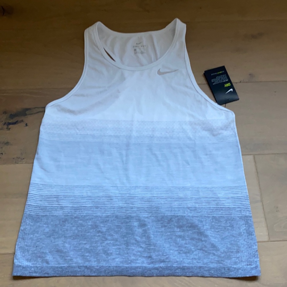 NWT—nike gray and white dri-fit tank top
